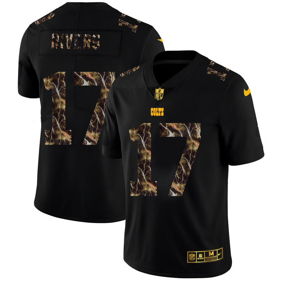 2020 Indianapolis Colts #17 Philip Rivers Men Black Nike Flocked Lightning Vapor Limited NFL Jersey->customized nfl jersey->Custom Jersey